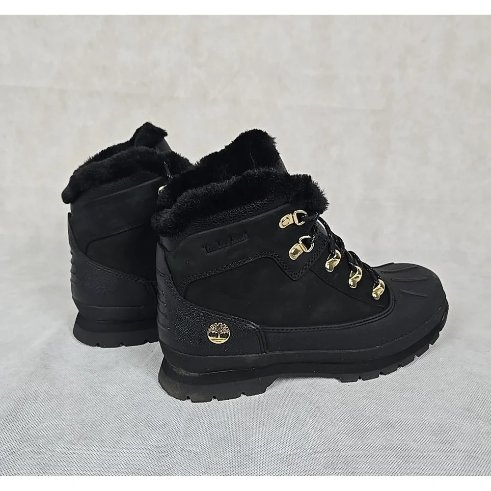 Timberland Euro Hiker‎ Boots Boys Kids Size 7 Shell Toe Blackout Womens 8.5 NEW